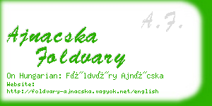 ajnacska foldvary business card
